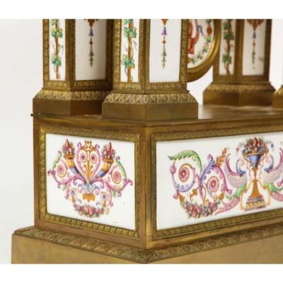 A Rare and Exquisite French Ormolu and Porcelain Clock attributed to Deniere