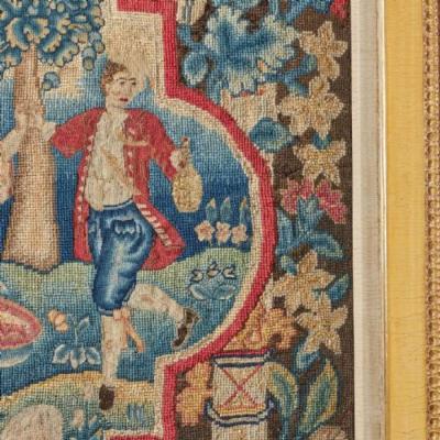 A Rare and Vibrant Framed 18th Century George II Needlework Picture Circa 1730