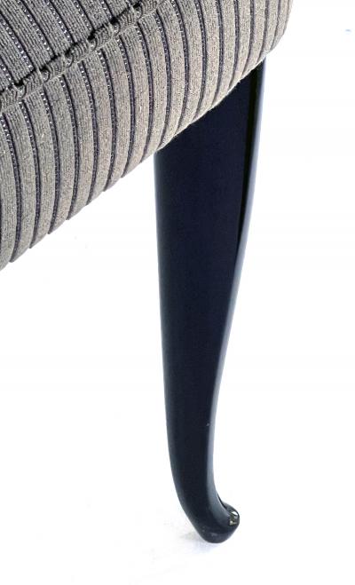 A Refined Pair of Italian 1950s Black Lacquered Side Desk Chairs