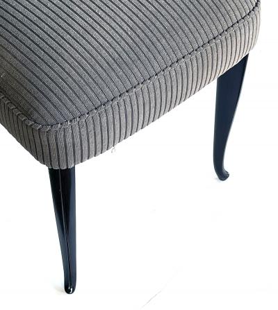 A Refined Pair of Italian 1950s Black Lacquered Side Desk Chairs