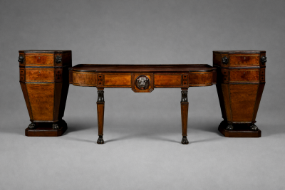 A Regency Brass Inlaid Mahogany Bronzed and Ebony Serving Table Circa 1815