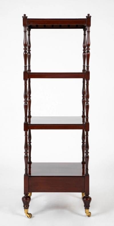 A Regency Four Tier Etagere with Rare Lotus Carved Legs