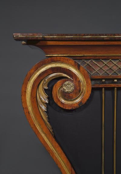 A Regency Lyre Form Rosewood And Giltwood Console Table