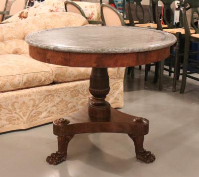 A Regency Mahogany Gueridon with Blu Turquin Marble Top England circa 1820