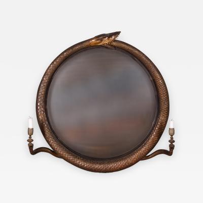 A Regency Ouroboros Convex Girandole Mirror English ca 1810