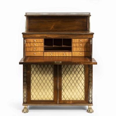 A Regency brass inlaid rosewood secretaire 1810