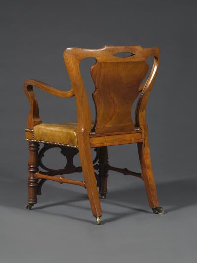 A Remarkable Pair of Mahogany Library Armchairs of Large Scale
