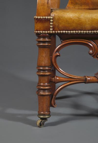 A Remarkable Pair of Mahogany Library Armchairs of Large Scale