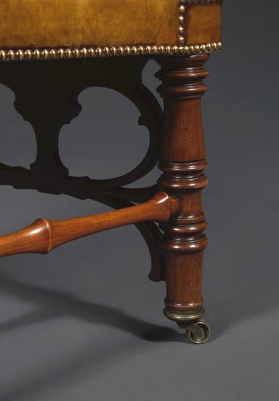 A Remarkable Pair of Mahogany Library Armchairs of Large Scale