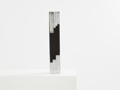 A Riecke Anatole Riecke Art Deco tall black opaline glass white vase 1939