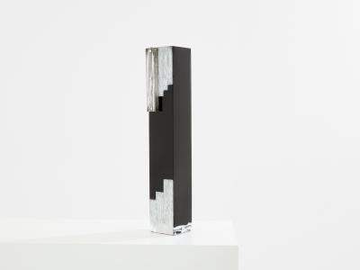 A Riecke Anatole Riecke Art Deco tall black opaline glass white vase 1939