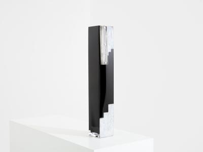 A Riecke Anatole Riecke Art Deco tall black opaline glass white vase 1939