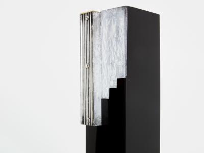 A Riecke Anatole Riecke Art Deco tall black opaline glass white vase 1939