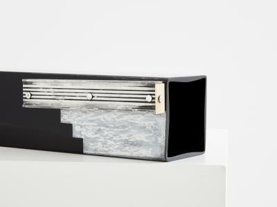 A Riecke Anatole Riecke Art Deco tall black opaline glass white vase 1939