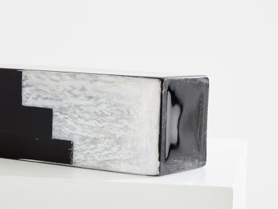 A Riecke Anatole Riecke Art Deco tall black opaline glass white vase 1939