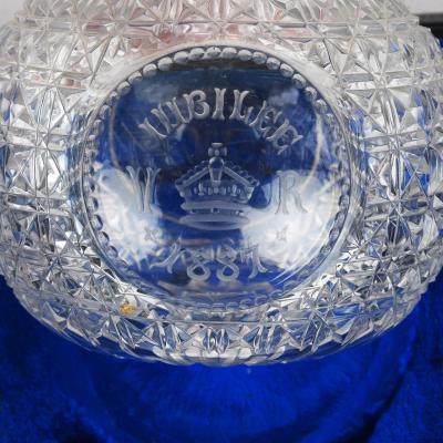 A Royal Commemorative Cut Crystal Glass 1887 Golden Jubilee Scent Bottle