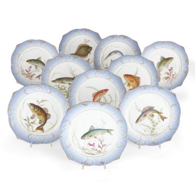 A Royal Copenhagen Ichthyological porcelain part dinner fish service