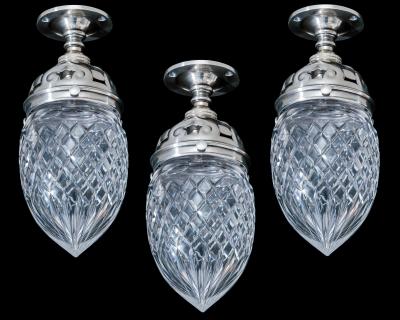 A SET OF THREE ACORN CELLING LIGHTS