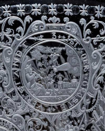 A SILESIAN ENGRAVED SCREW TOP GOBLET COVER OF MARIA THERESA OF BOHEMIA