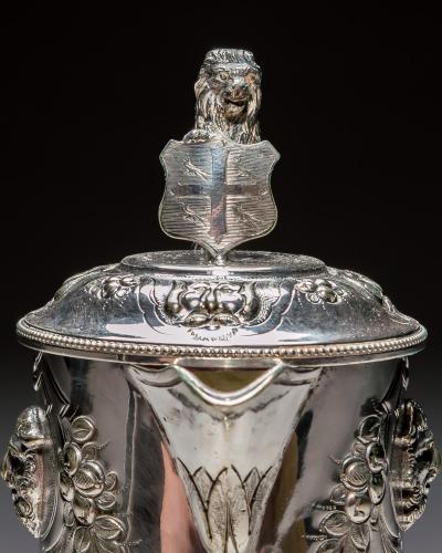 A SILVER PLATED JUG COMMISSIONED FOR UNIVERSITY COLLAGE OXFORD
