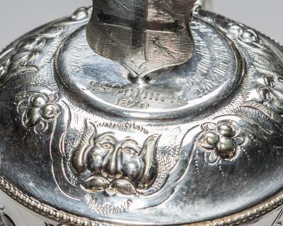 A SILVER PLATED JUG COMMISSIONED FOR UNIVERSITY COLLAGE OXFORD