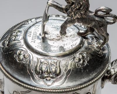A SILVER PLATED JUG COMMISSIONED FOR UNIVERSITY COLLAGE OXFORD