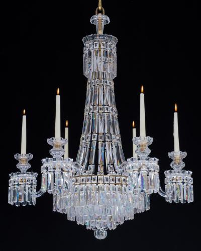 A SIX LIGHT WILLIAM IV TENT AND WATERFALL CHANDELIER