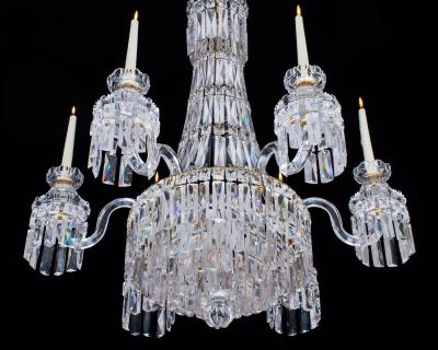 A SIX LIGHT WILLIAM IV TENT AND WATERFALL CHANDELIER