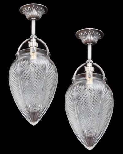 A SMALL PAIR OF DIAMOND AND FAN CUT HALL LIGHTS