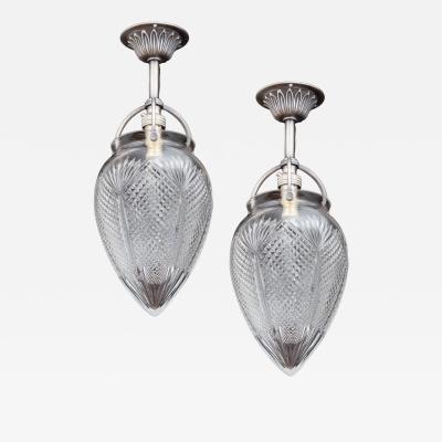 A SMALL PAIR OF DIAMOND AND FAN CUT HALL LIGHTS