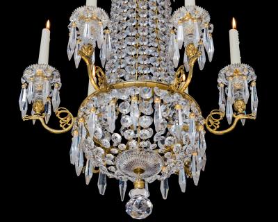 A SMALL SIX LIGHT REGENCY CHANDELIER