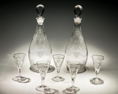 A SUITE OF GEORGE III CUT GLASS OF NAUTICAL INTREST
