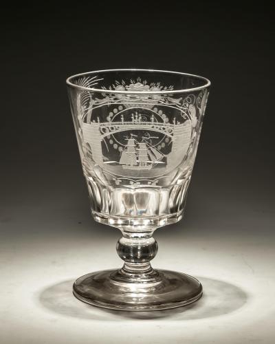A SUNDERLAND BRIDGE ENGRAVED GOBLET
