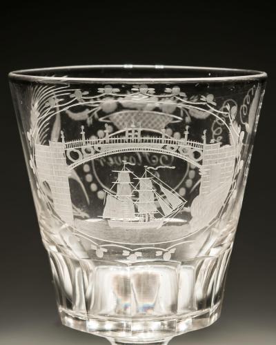 A SUNDERLAND BRIDGE ENGRAVED GOBLET