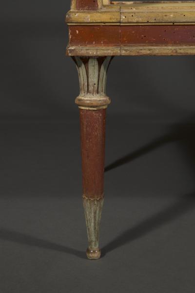 A SUPERBLY DRAWN POLYCHROME PAINTED PAIR OF BENCHES IN THE CHINOISERIE TASTE