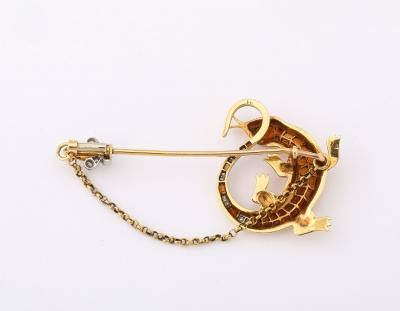A Salamander Jabot Pin Pendant with Madeira Citrines and Diamonds