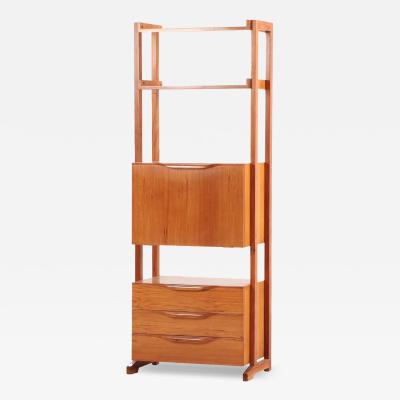 A Sapele Wood Fall Front Desk and Bookshelf C 1950 
