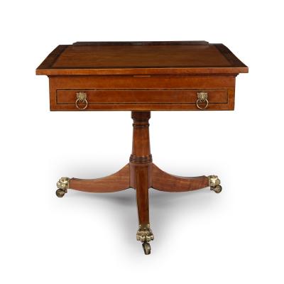 A Satinwood Reading and Writing Table with Campaign Features Possibly Irish