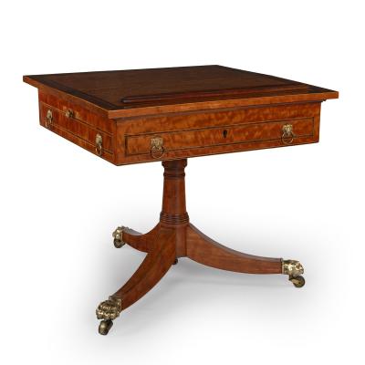 A Satinwood Reading and Writing Table with Campaign Features Possibly Irish