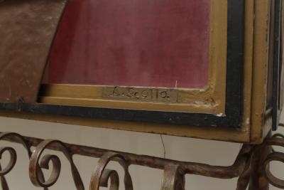 A Scotto A Scotto Signed Showcase With Floral Metal Decoration