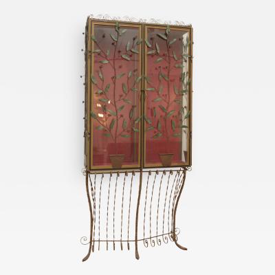 A Scotto A Scotto Signed Showcase With Floral Metal Decoration