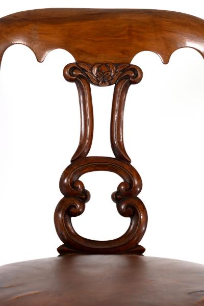A Sculptural Carved Open Arm Lyre Back Armchair English Circa 1850 