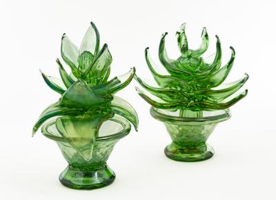 A Set Of 2 Murano Pianta Grassa Sculptures Contemporary