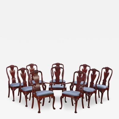 A Set of 10 Queen Anne Style Mahogany Dining Chairs by Councill c 1985 