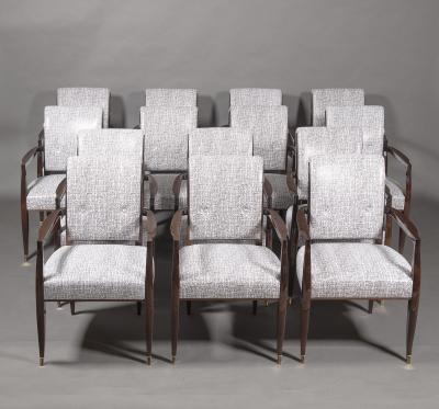 A Set of 14 Elegant and Iconic French 40 s Inspired Armchairs