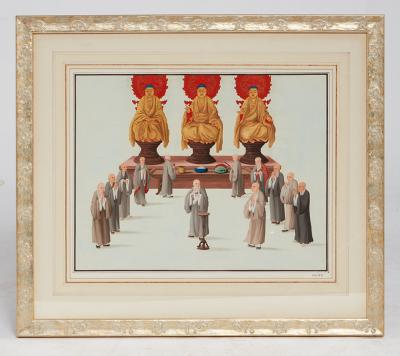 A Set of 3 Large Chinese Court Scenes