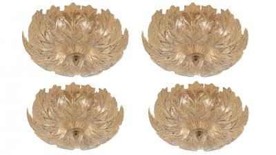 A Set of 4 Murano Graniglia Glass Flush Mounts