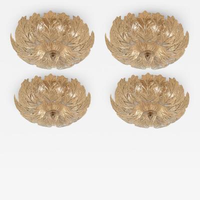 A Set of 4 Murano Graniglia Glass Flush Mounts