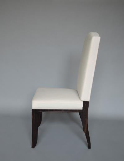 A Set of 8 Fine French Art Deco Macassar Ebony Dining Chairs by Paul Frechet