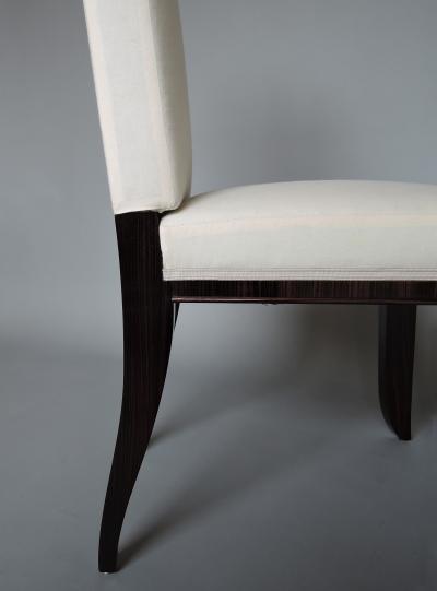 A Set of 8 Fine French Art Deco Macassar Ebony Dining Chairs by Paul Frechet